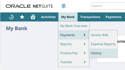 Go to Payments History page