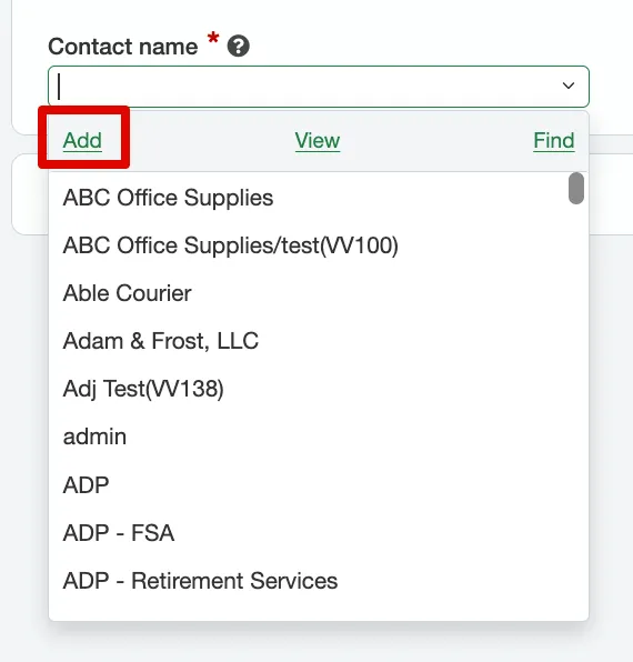 Add a Contact, if one is not available