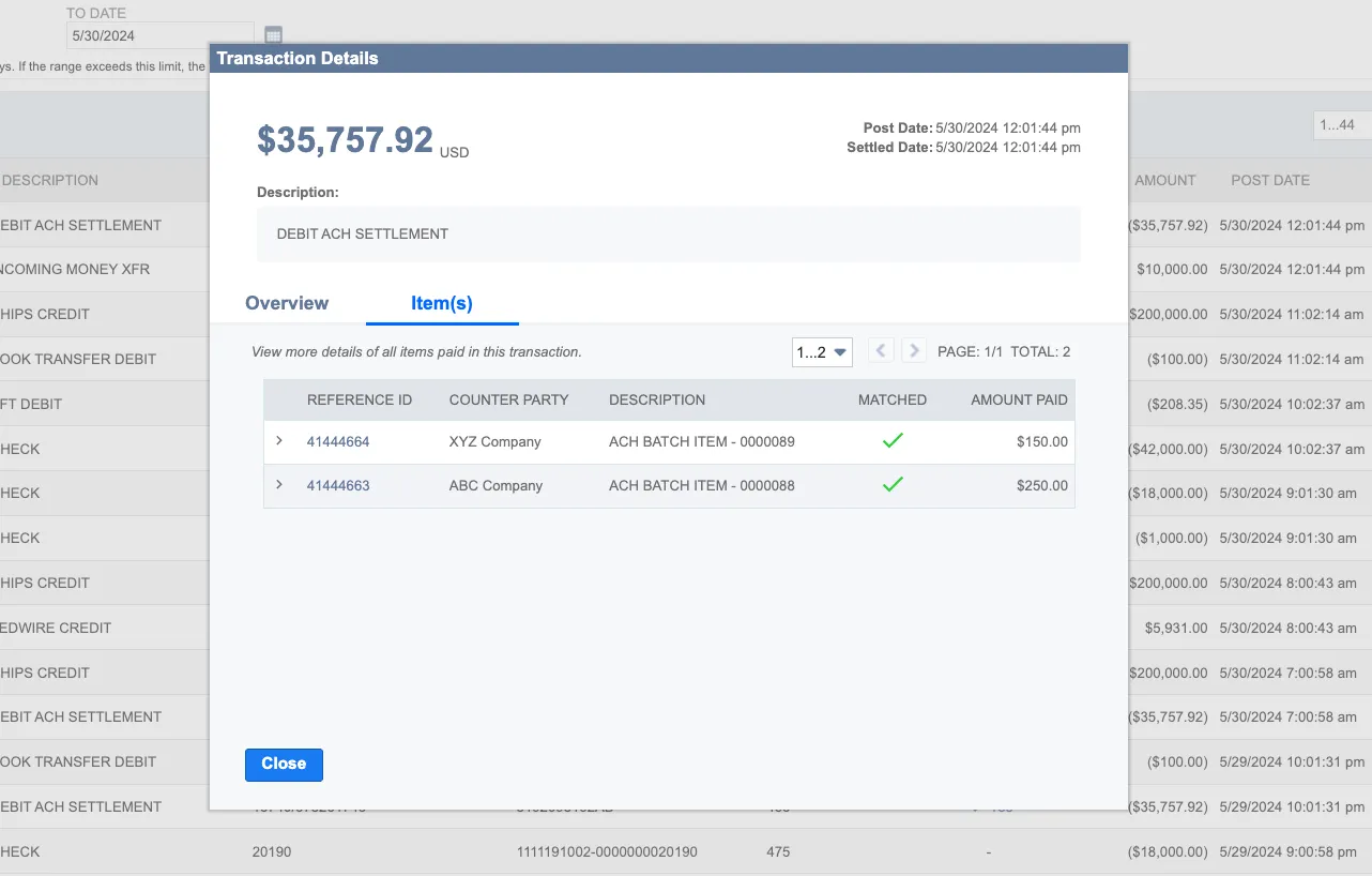 View Unbatched Transactions View Unbatched Transactions