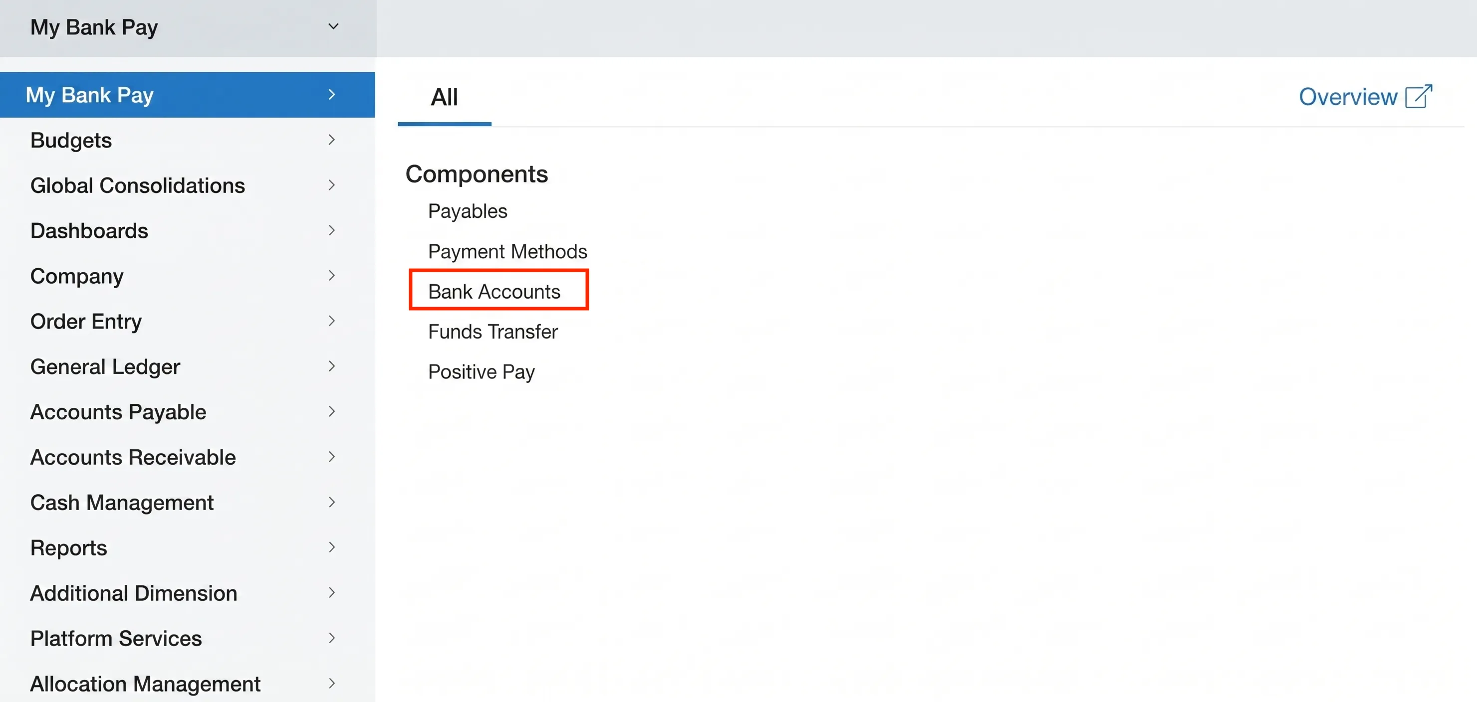Bank Accounts Page