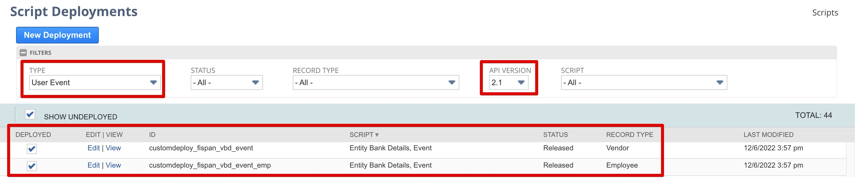 Filtering for User Events on API Version 2.1