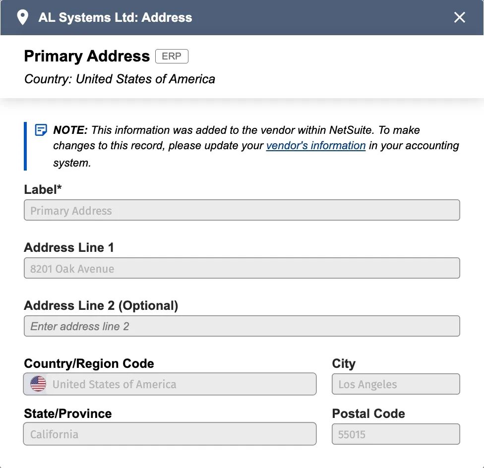 ERP Managed Address
