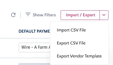 Export Vendor Template