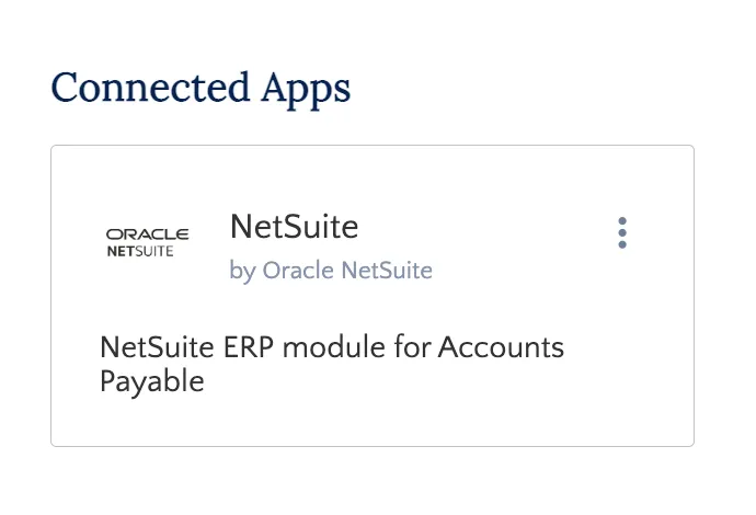 NetSuite message box with Icons listing the Connected Apps
