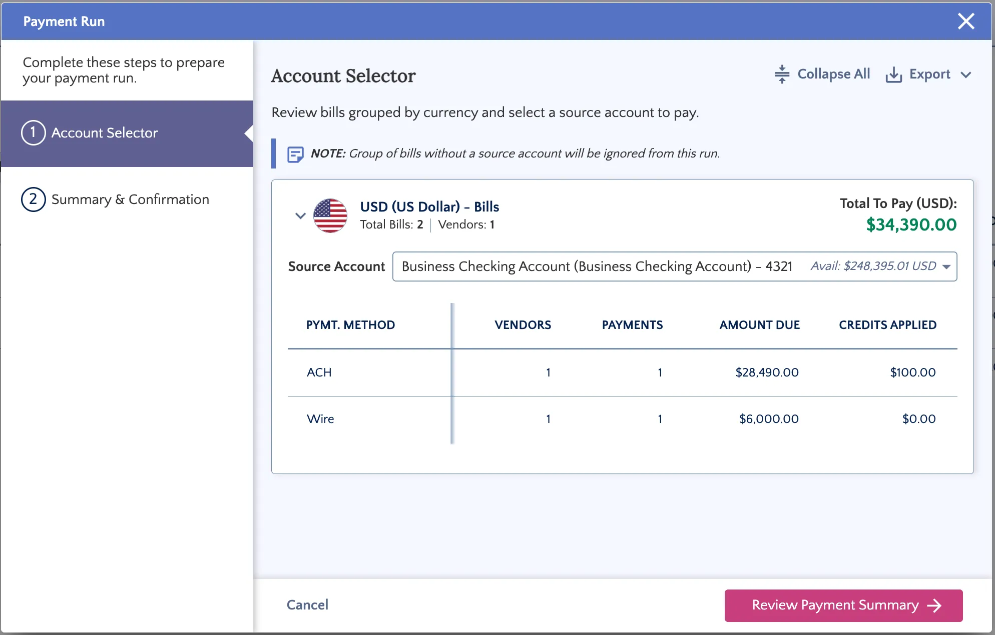 Review Payment Summary