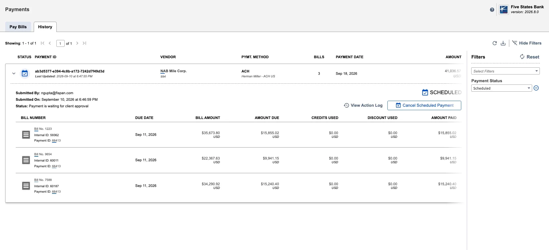 Filter by Payment Status