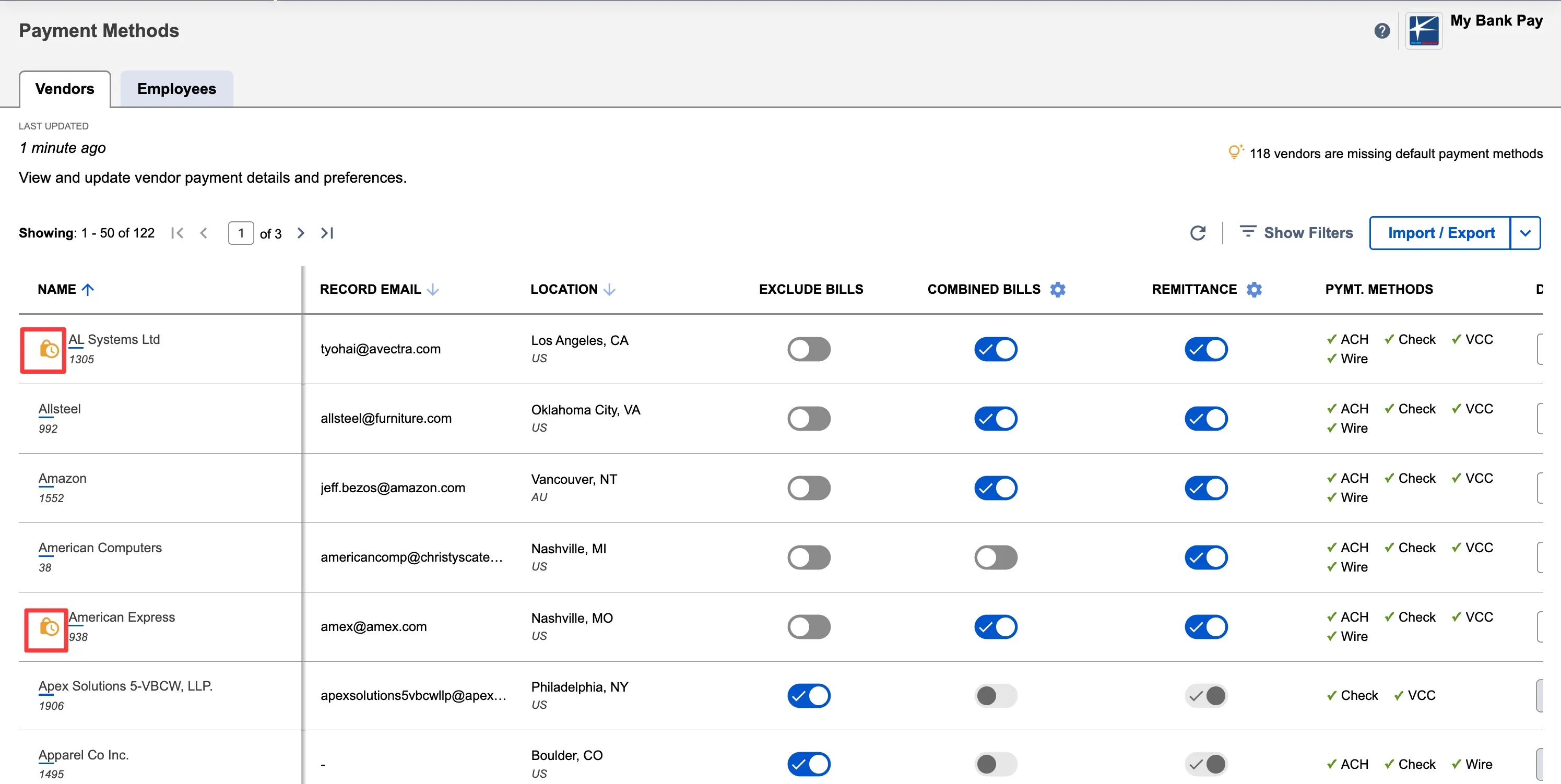 Payee with Pending Changes