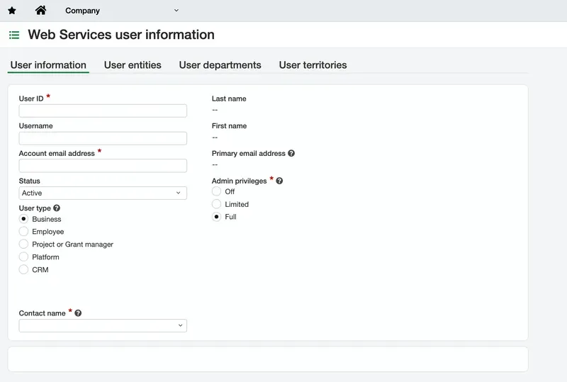 Create Web Service User