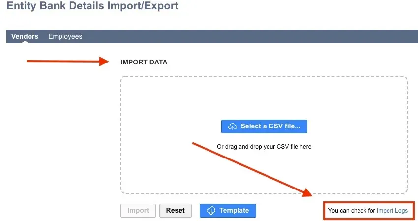 Import Data section Import Data section