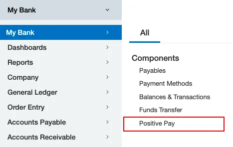 Go to Positive Pay