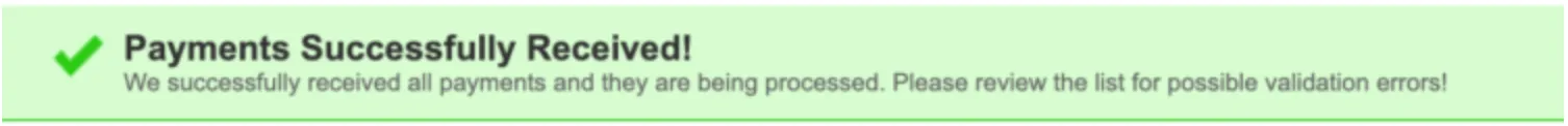 Payments Successfully Received 