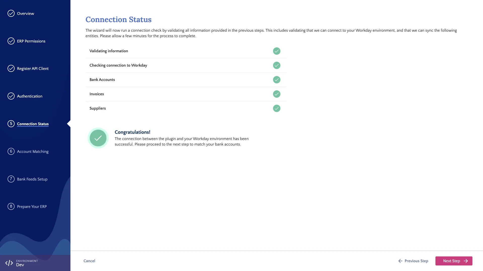 The wizard is confirming that all fields in Workday can be viewed by the connection.