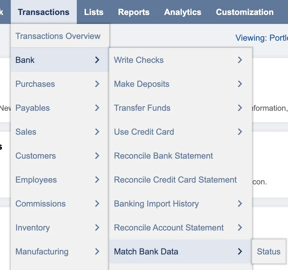 Go to Match Bank Data