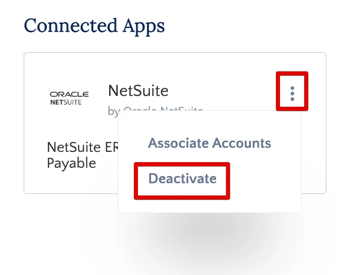 Click "Deactivate" on NetSuite