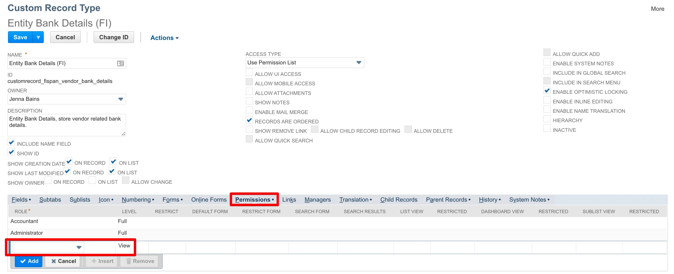 Define "View" level permissions on a Role of your choice