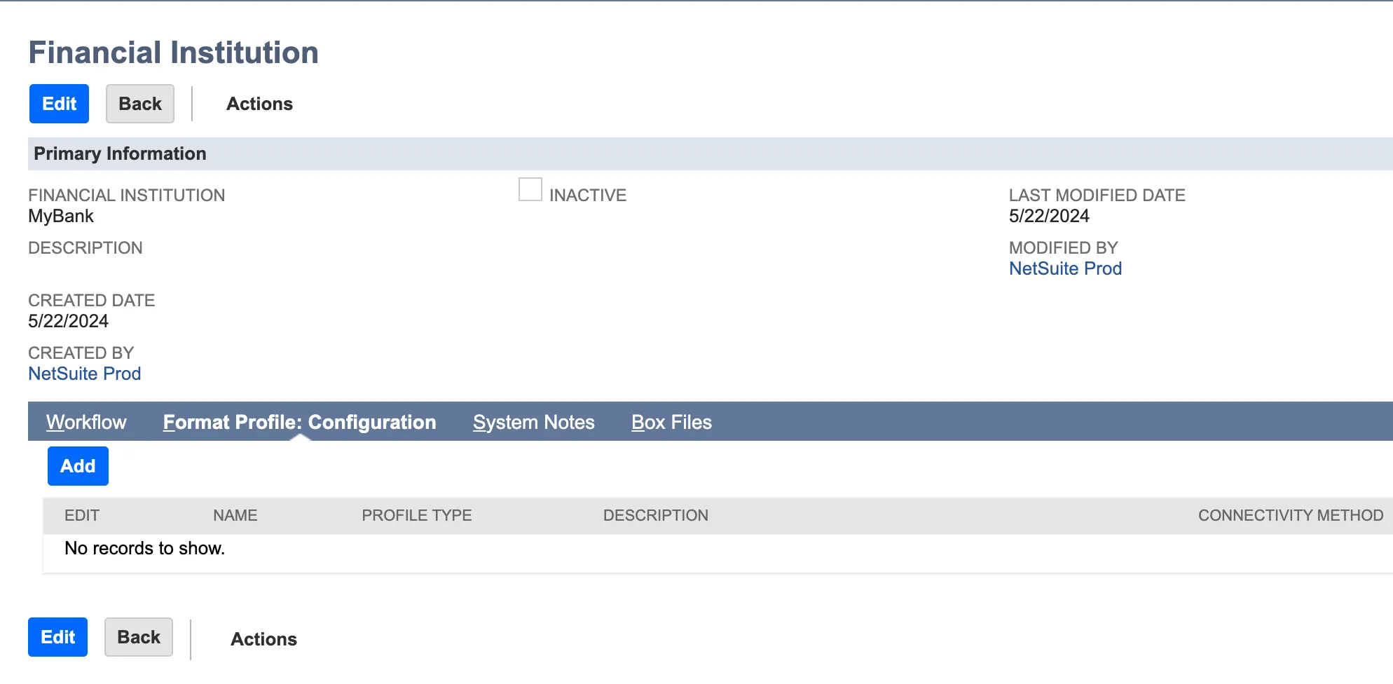 Create a Format Profile