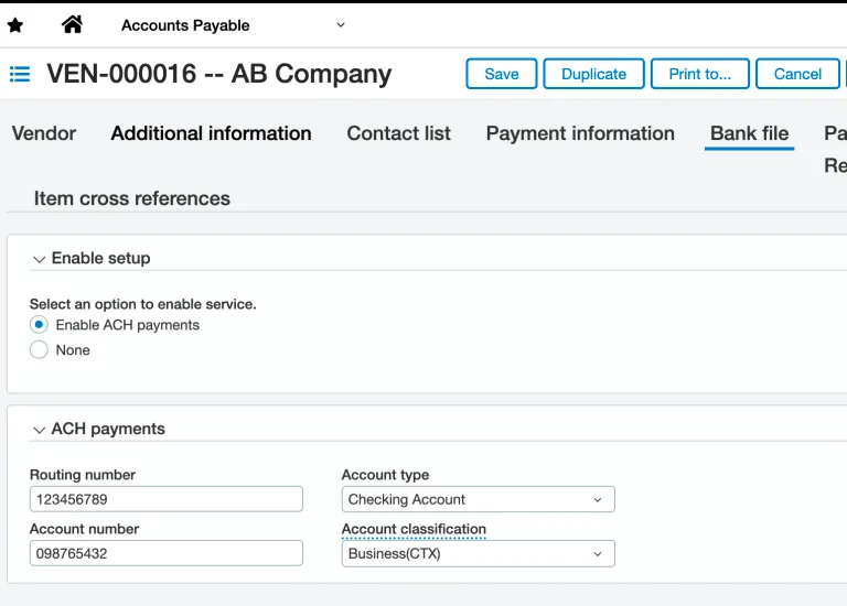Enter ACH Payment Information