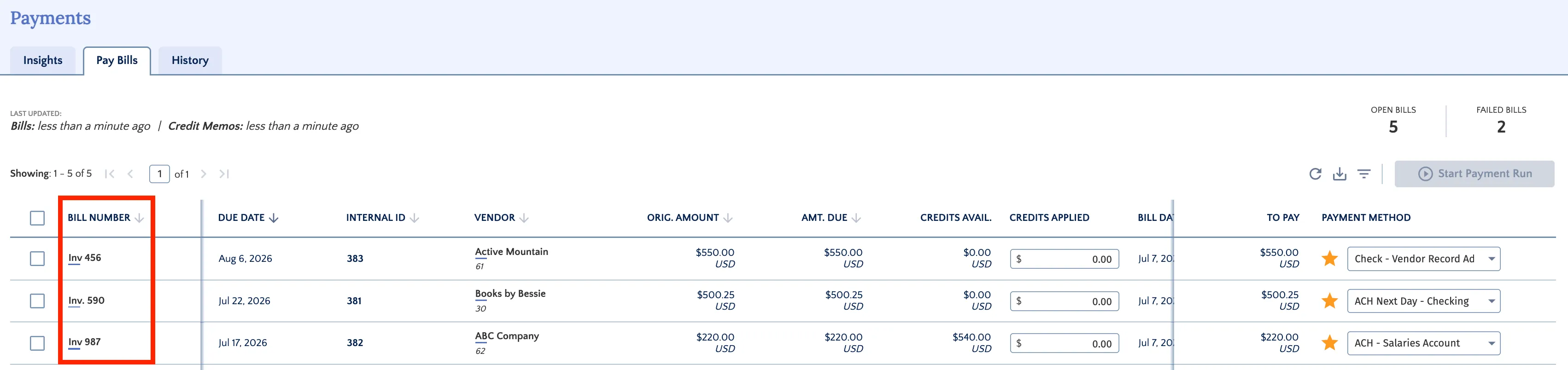 View Bill Number on Each Record