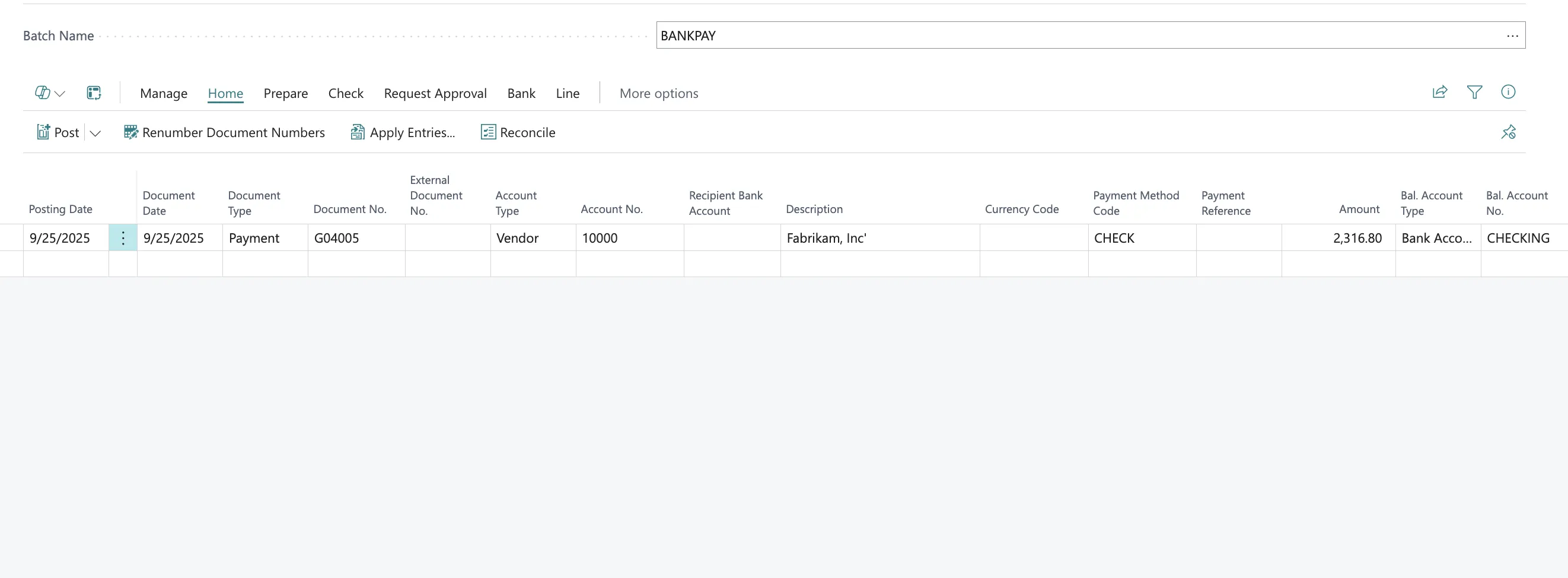 Fill in Payment Journals Fill in Payment Journals