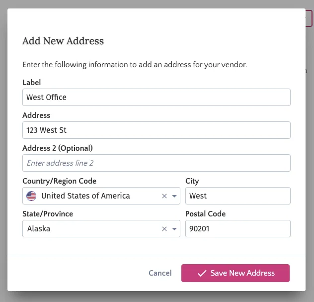 Click Save New Address