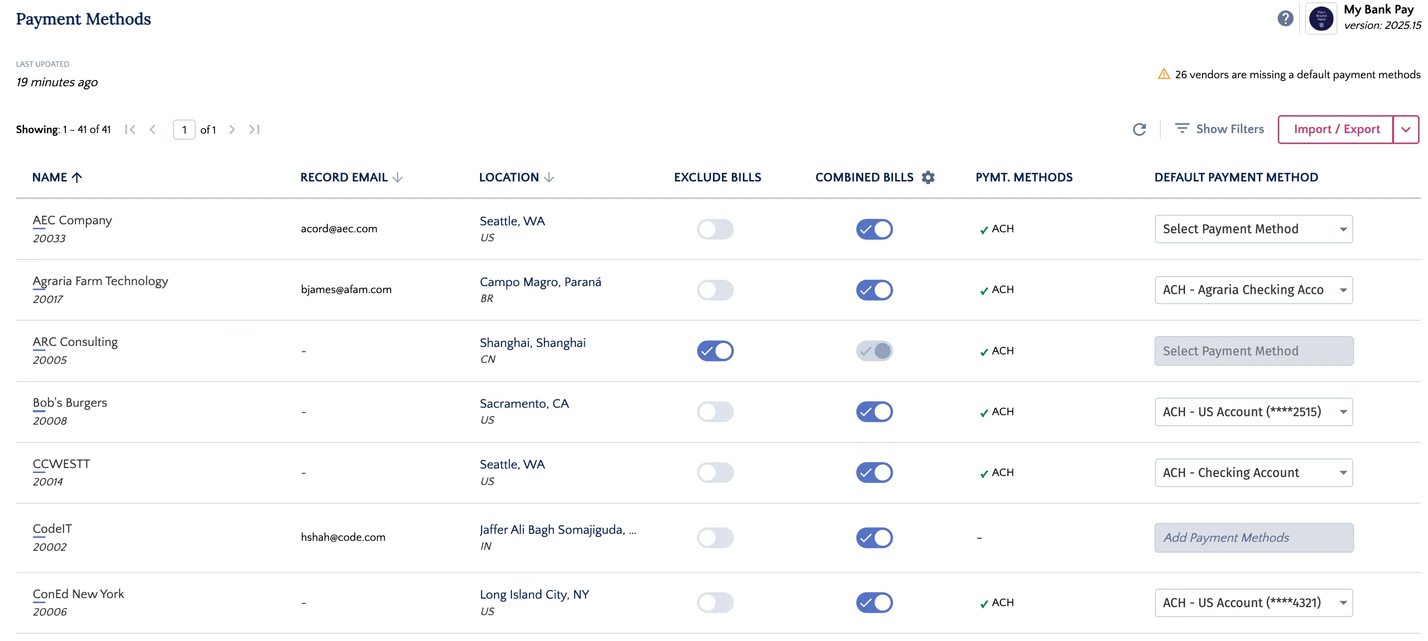 Combined Bills/Invoices Enabled