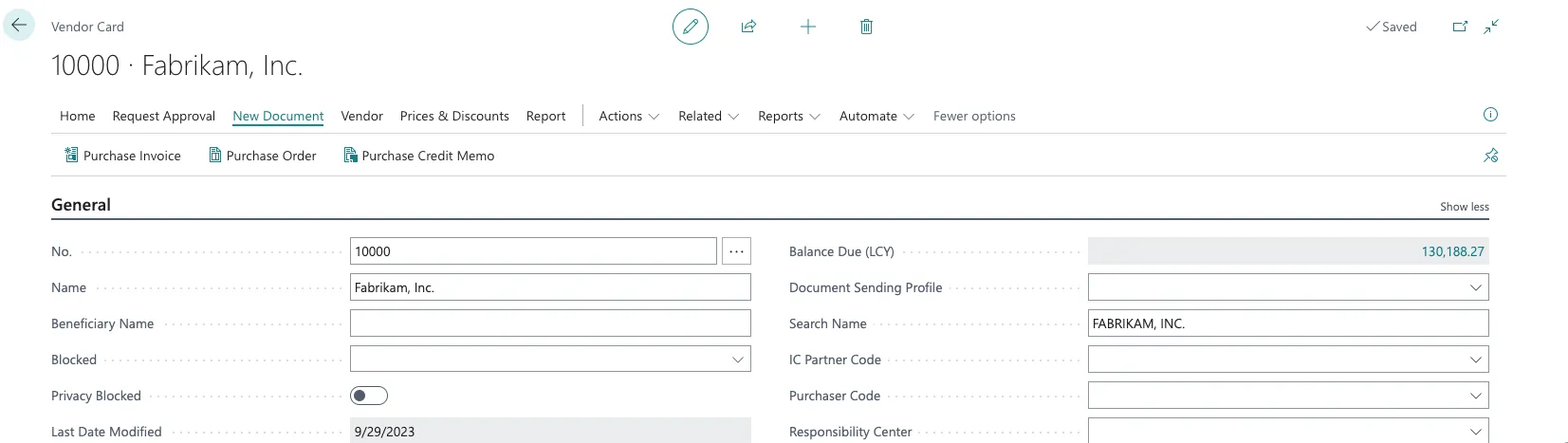 Select Purchase Credit Memo
