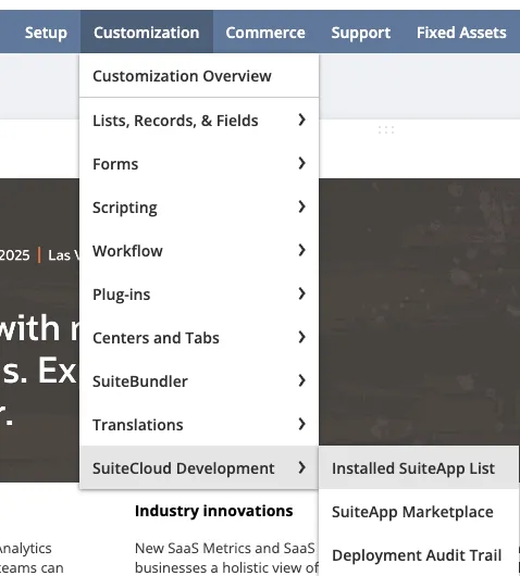 Installed SuiteApp List