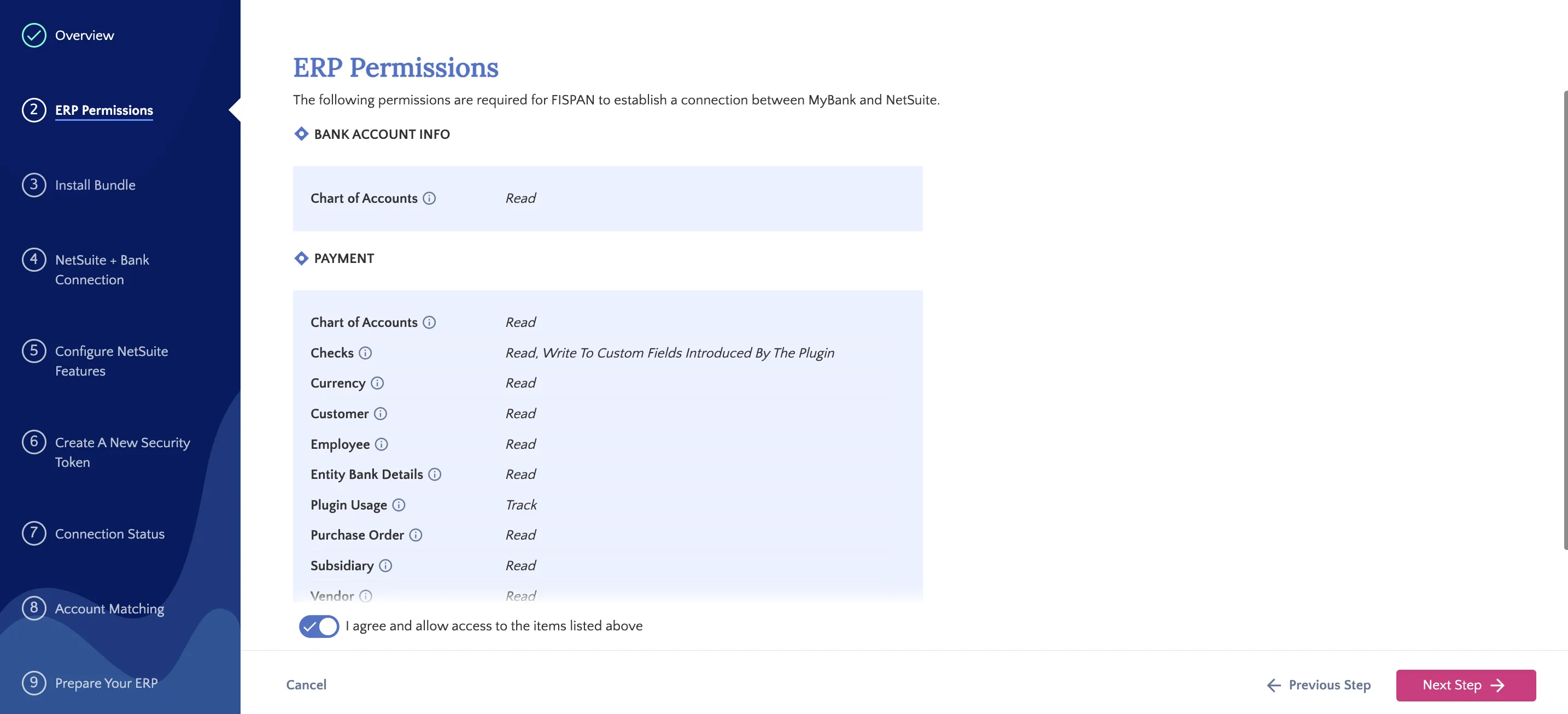 Review the Permissions and then click the "I agree" toggle