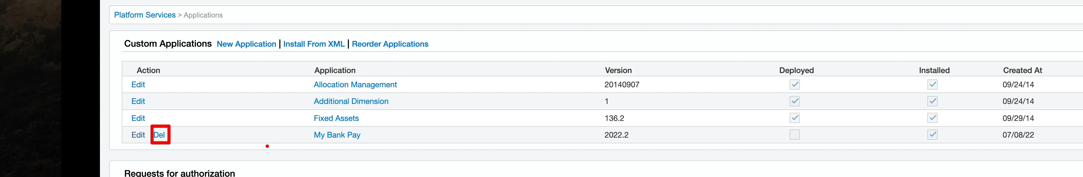 Click "Delete" beside the bank plugin