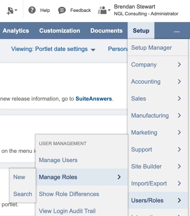 Go to Manage Roles