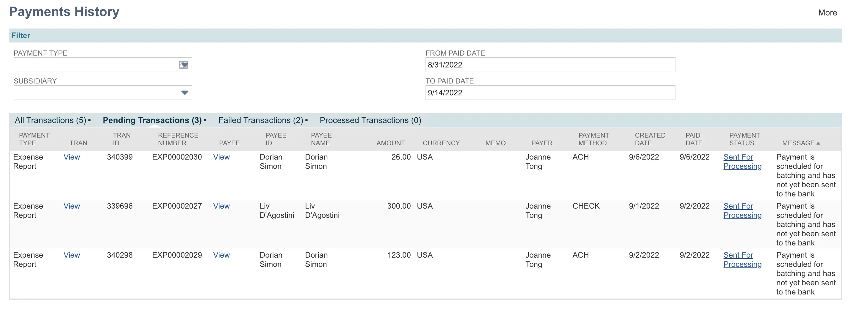 View Payment History - Pending View Payment History - Pending