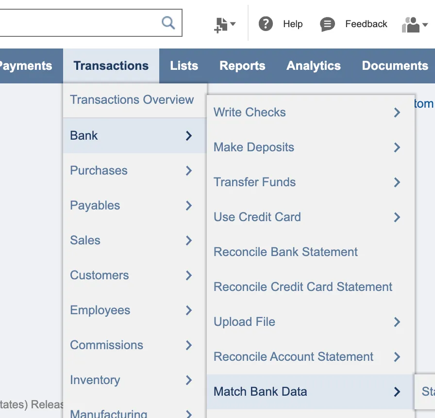Go to Match Bank Data