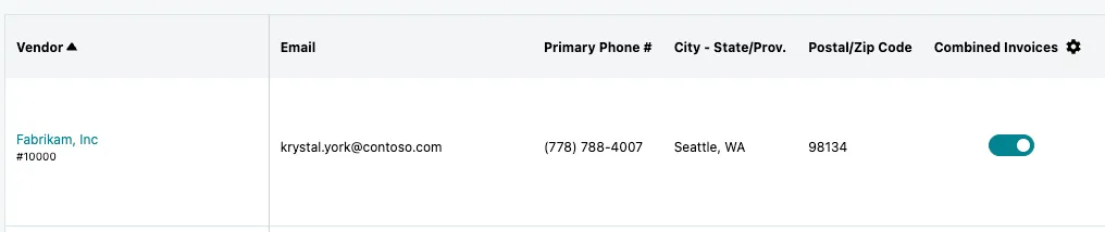 Toggle on Combined Invoices