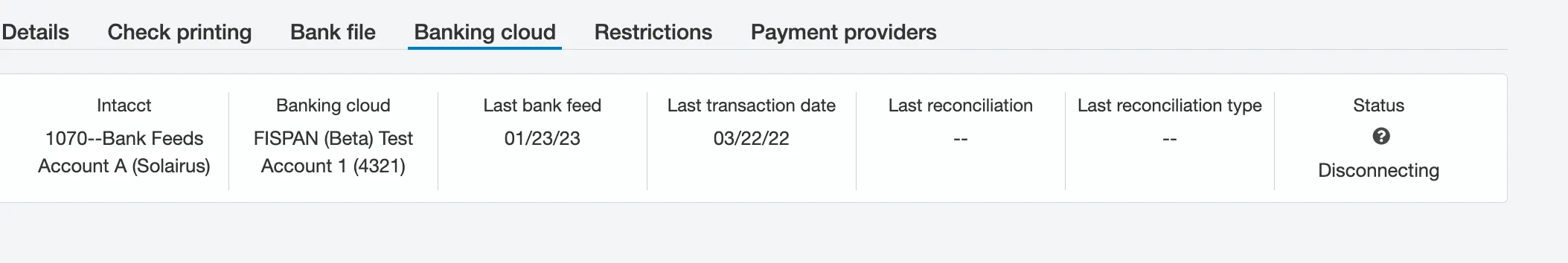 Disconnecting Bank Feeds Account Disconnecting Bank Feeds Account