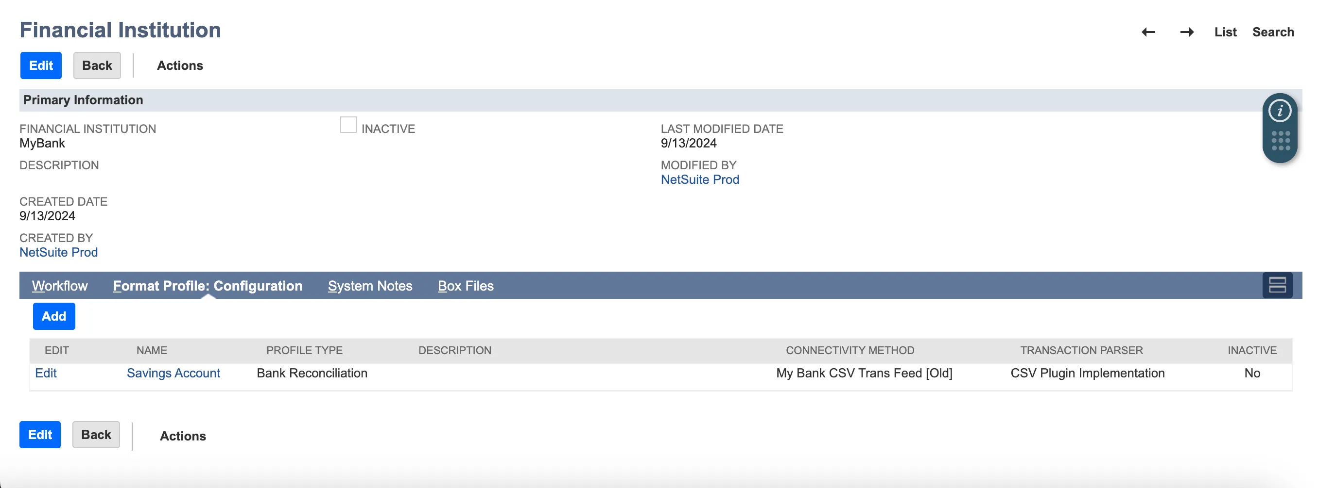Click "Edit" beside the affected Format Profile Click "Edit" beside the affected Format Profile