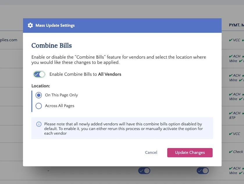 Select Update Changes