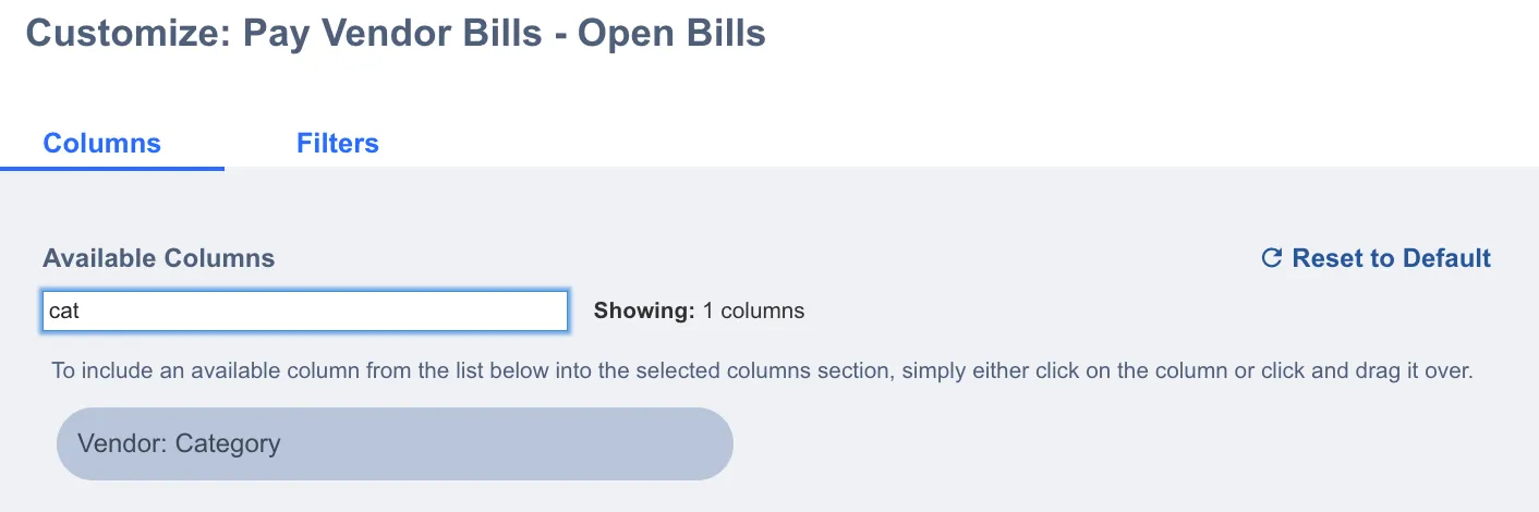 Option 1: Using the Search Bar to Find a Column