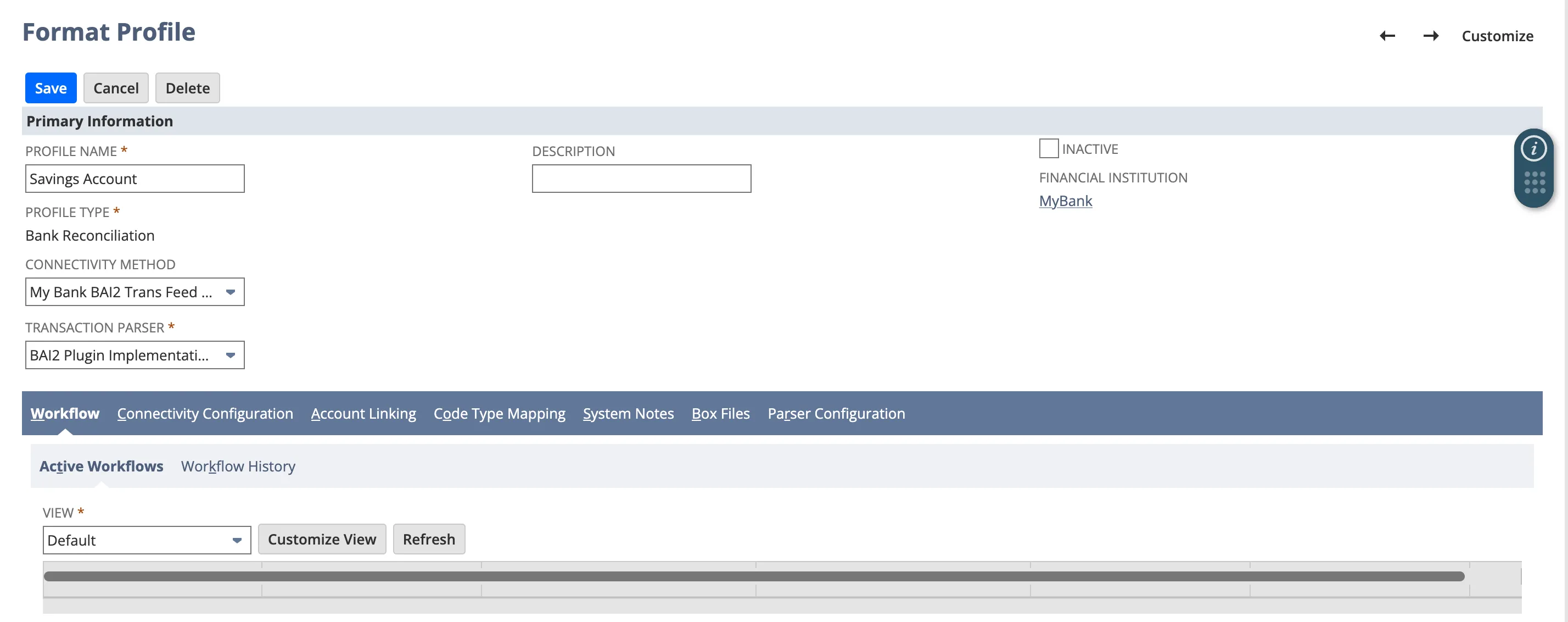 Update the Format Profile Update the Format Profile