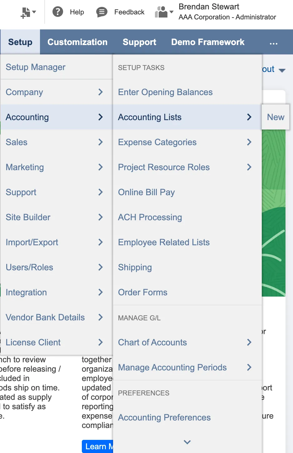 Go to Accounting Lists