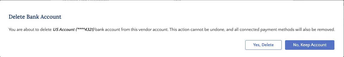 Delete Bank Account Pop-Up