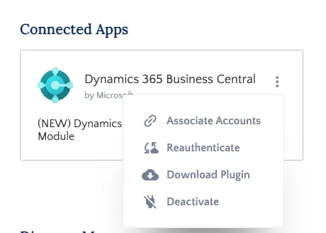 Connected Apps - three dots dropdown menu - select Reauthenticate