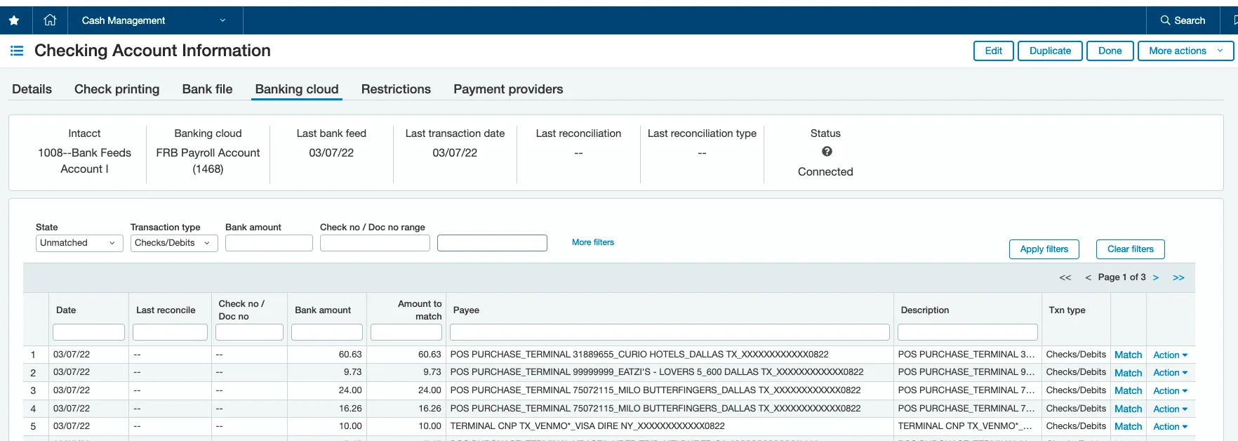 Observe Bank Transactions