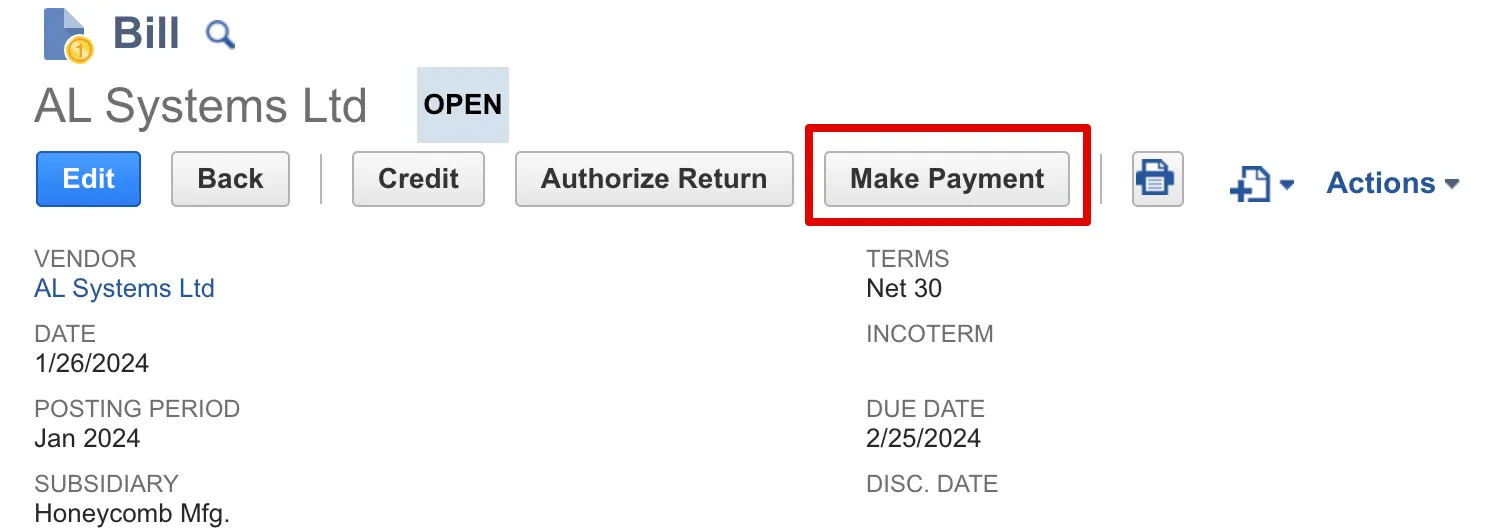 Click "Make Payment"