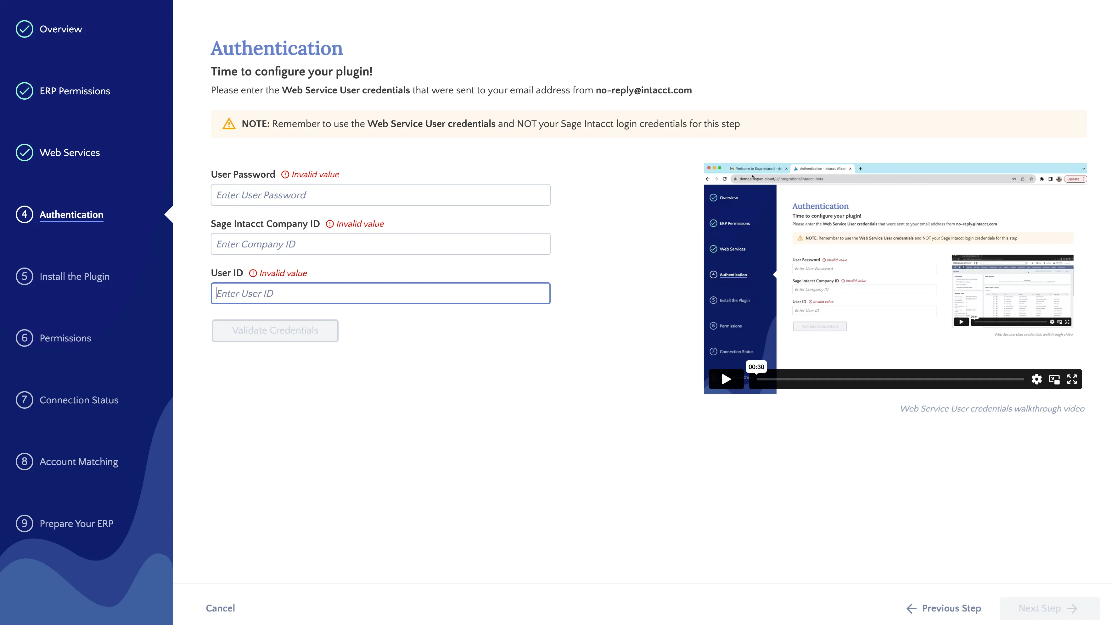 Enter Credentials