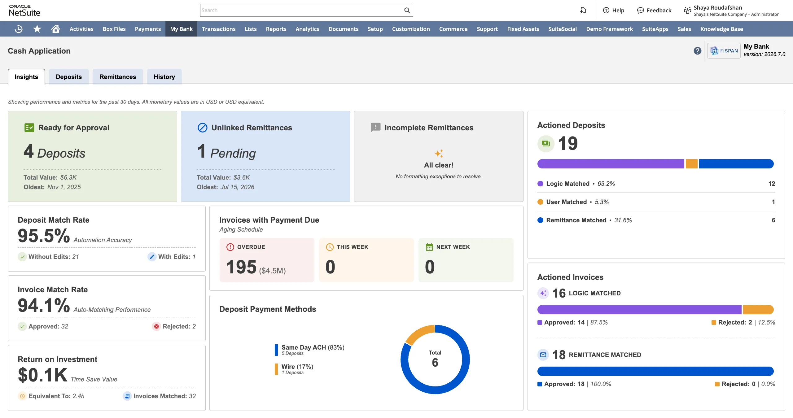 Cash Application Insights tab