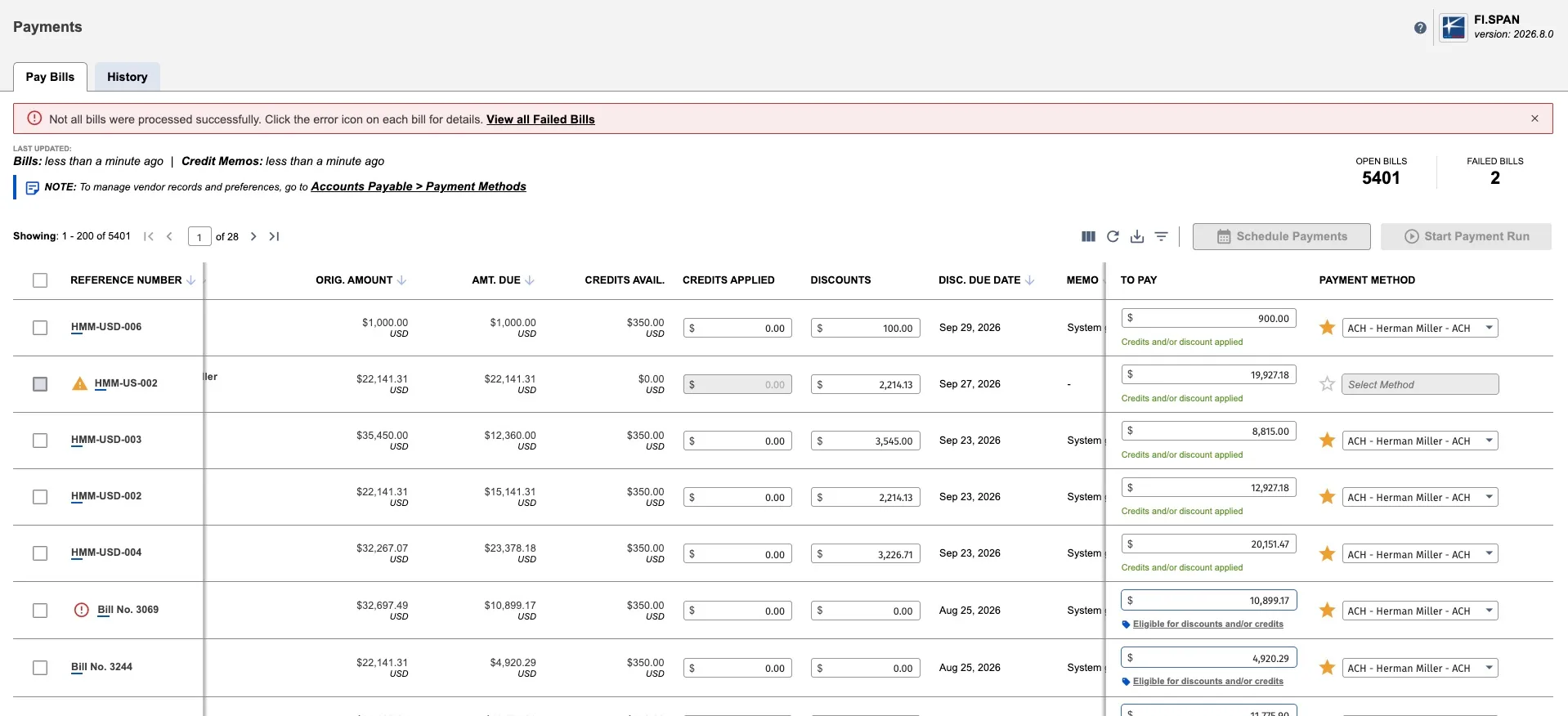 Pay Bills Page