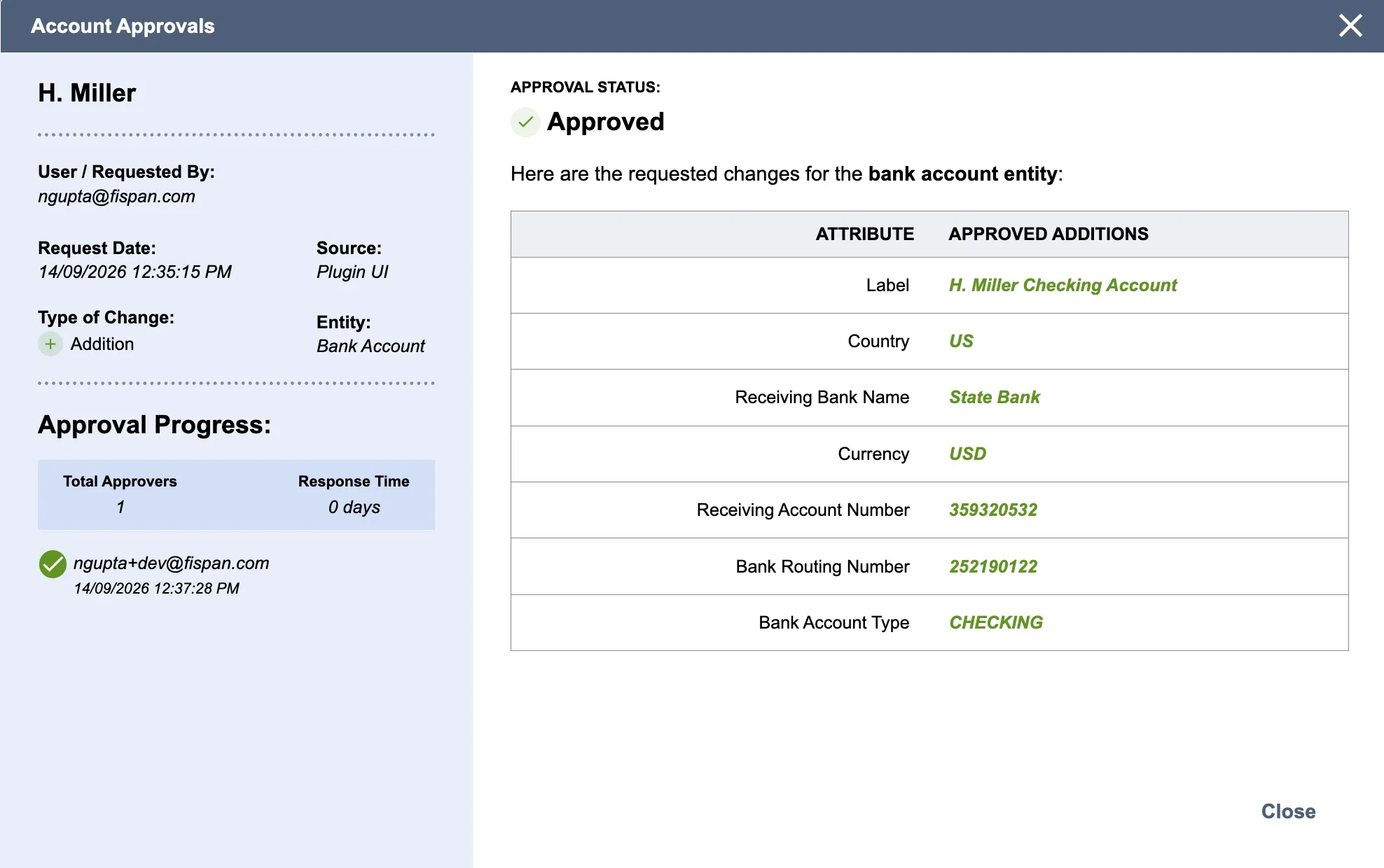 View Approved Record Details