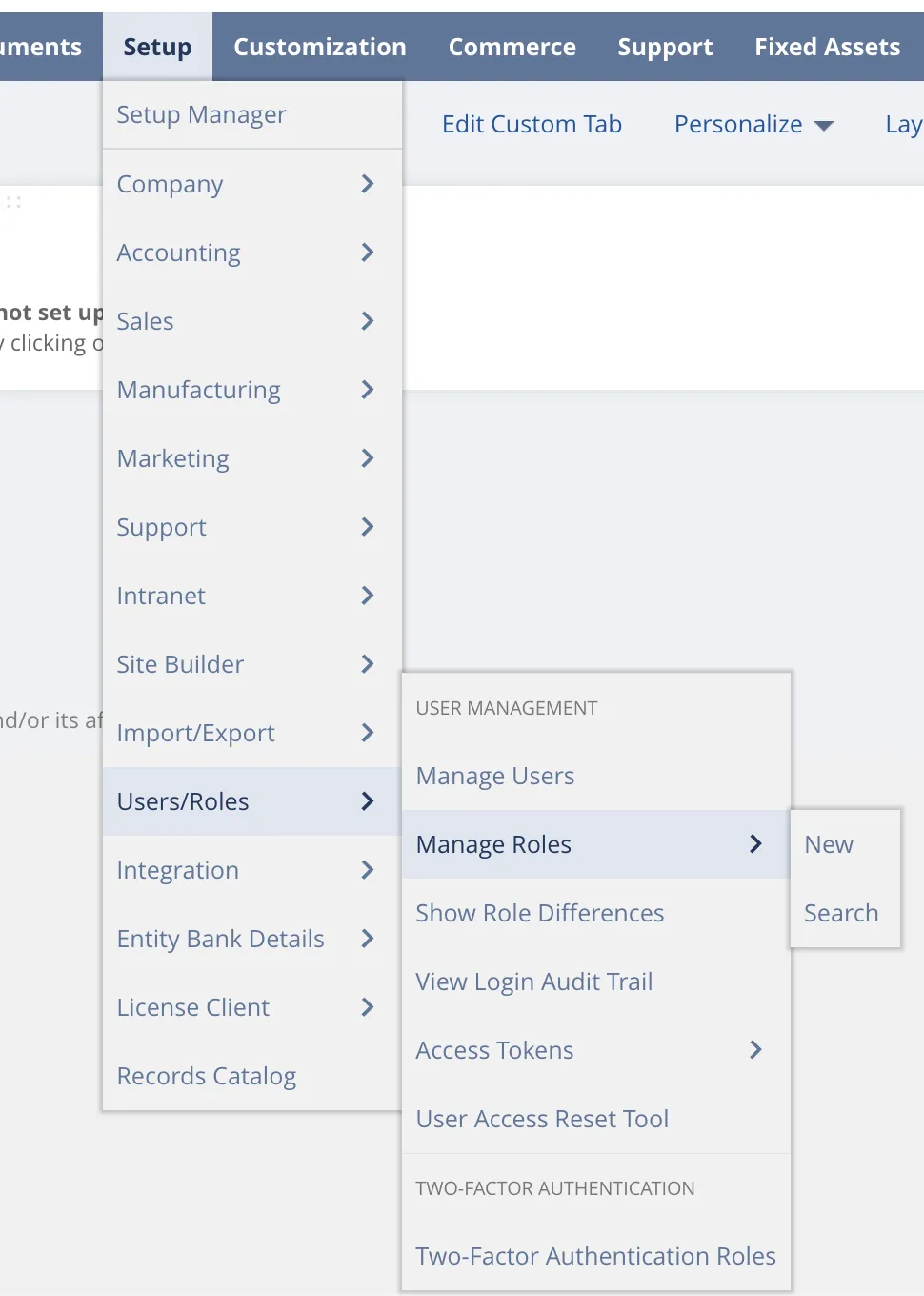 Go to Manage Roles