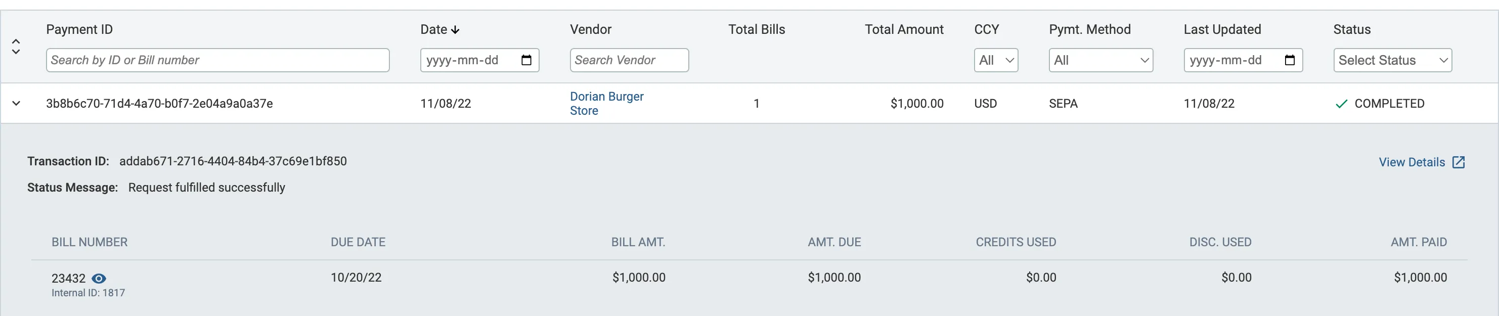 Bill-related information