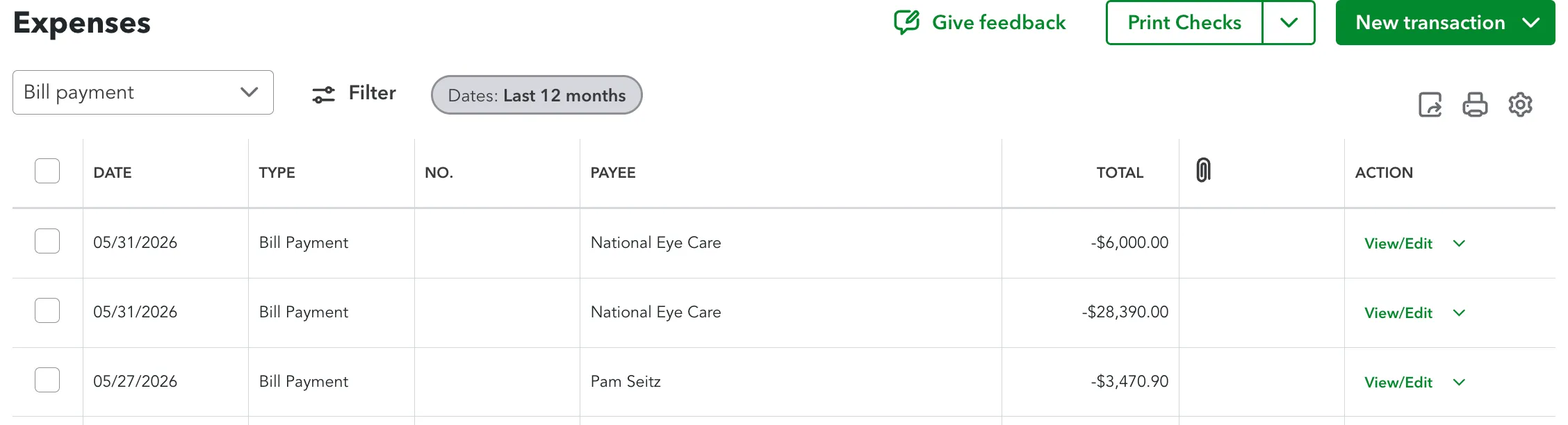 Filter by Bill Payment
